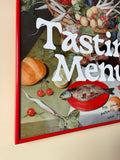 Tasting Menu Exhibition Poster, 2021, with a cherry red frame